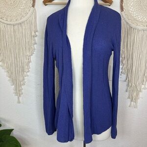Eileen fisher textured wool purple open front cardigan medium